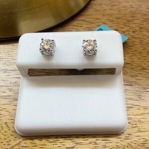 Elegant Sterling Silver 5mm .85 ctw Moissanite Stud Earrings